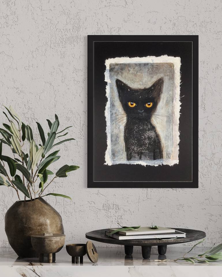 Original Abstract Cats Painting by Eva Fialka