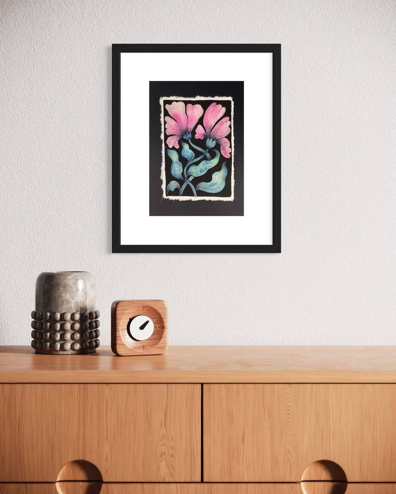 Original Abstract Floral Painting by Eva Fialka