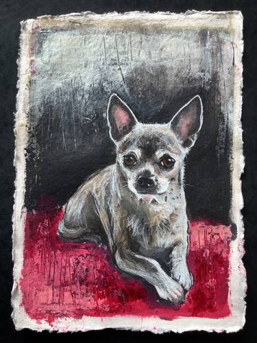Original Figurative Dogs Paintings by Eva Fialka