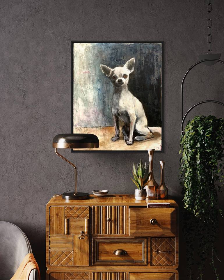 Original Abstract Dogs Painting by Eva Fialka
