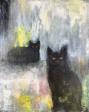 Original Abstract Cats Paintings by Eva Fialka