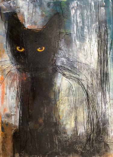 Original Abstract Cats Paintings by Eva Fialka