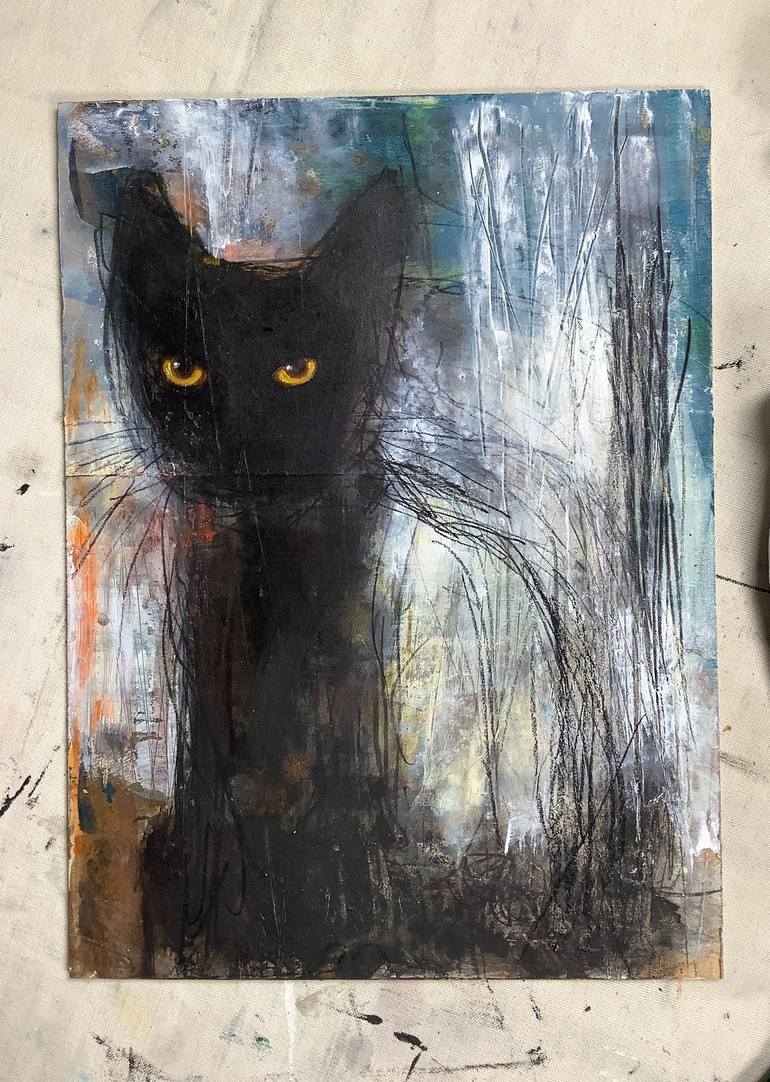 Original Cats Painting by Eva Fialka