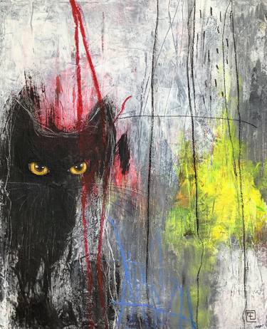 Original Abstract Cats Paintings by Eva Fialka