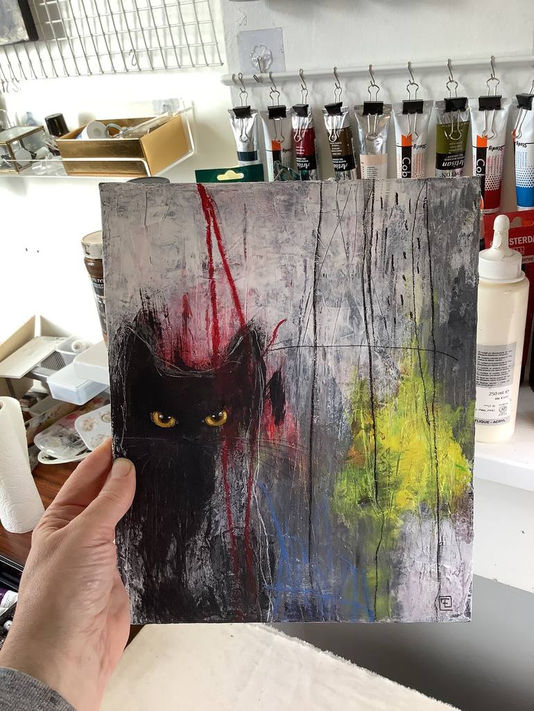 Original Cats Painting by Eva Fialka
