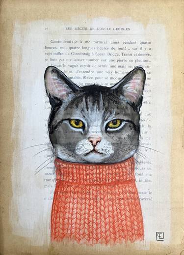 Original Figurative Cats Paintings by Eva Fialka