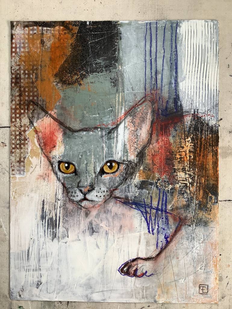 Original Cats Painting by Eva Fialka