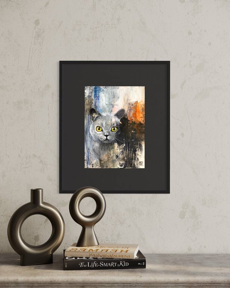 Original Abstract Cats Painting by Eva Fialka