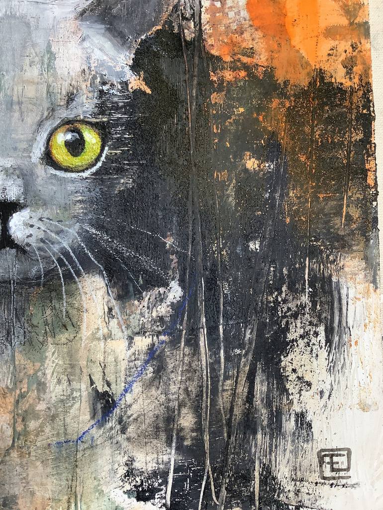 Original Cats Painting by Eva Fialka