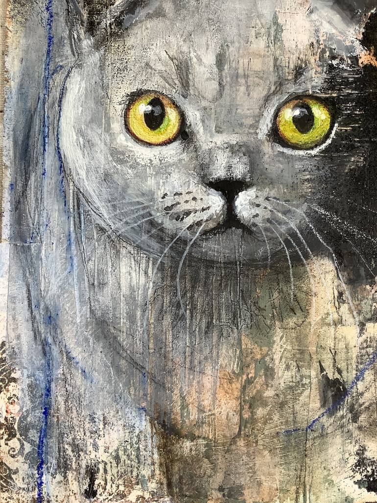 Original Cats Painting by Eva Fialka