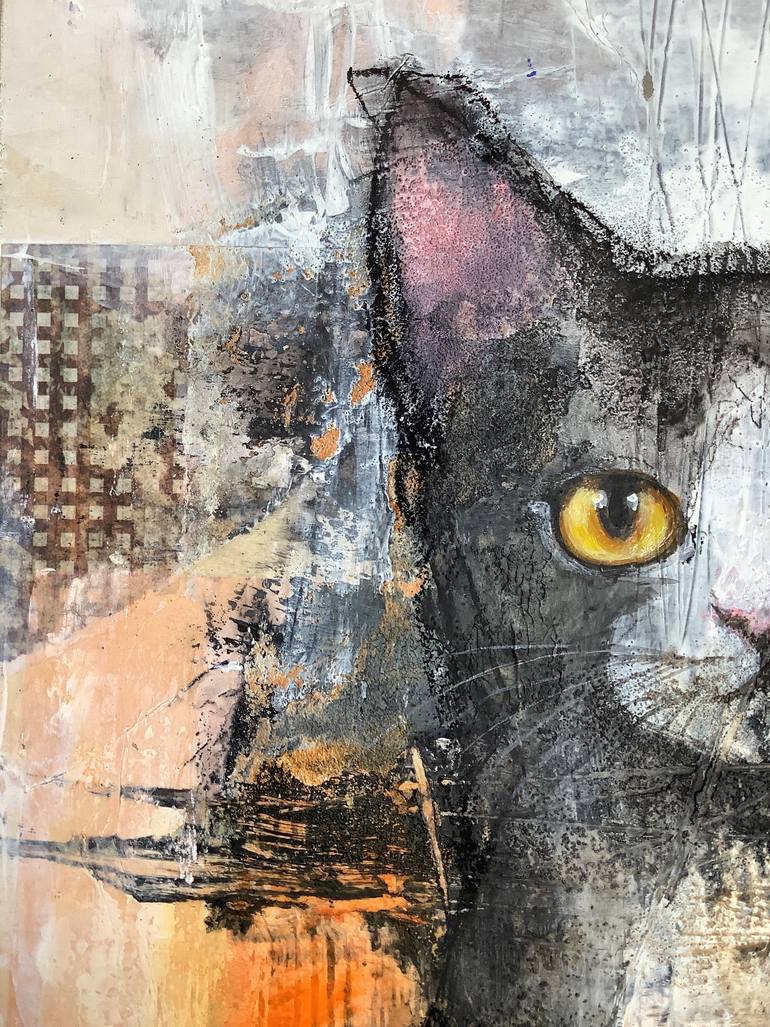 Original Abstract Cats Painting by Eva Fialka