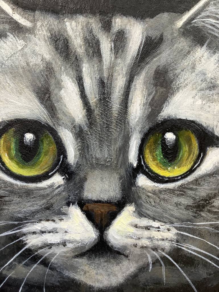 Original Figurative Cats Painting by Eva Fialka