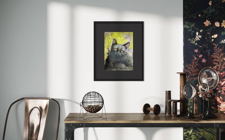 Original Abstract Cats Painting by Eva Fialka