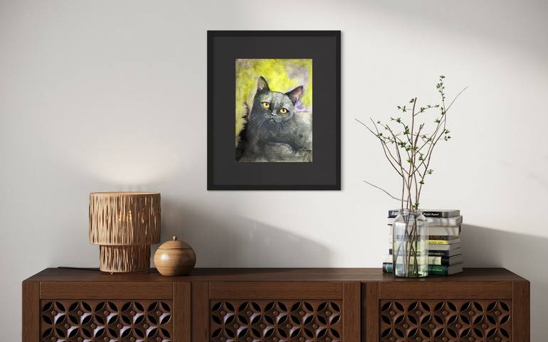 Original Abstract Cats Painting by Eva Fialka