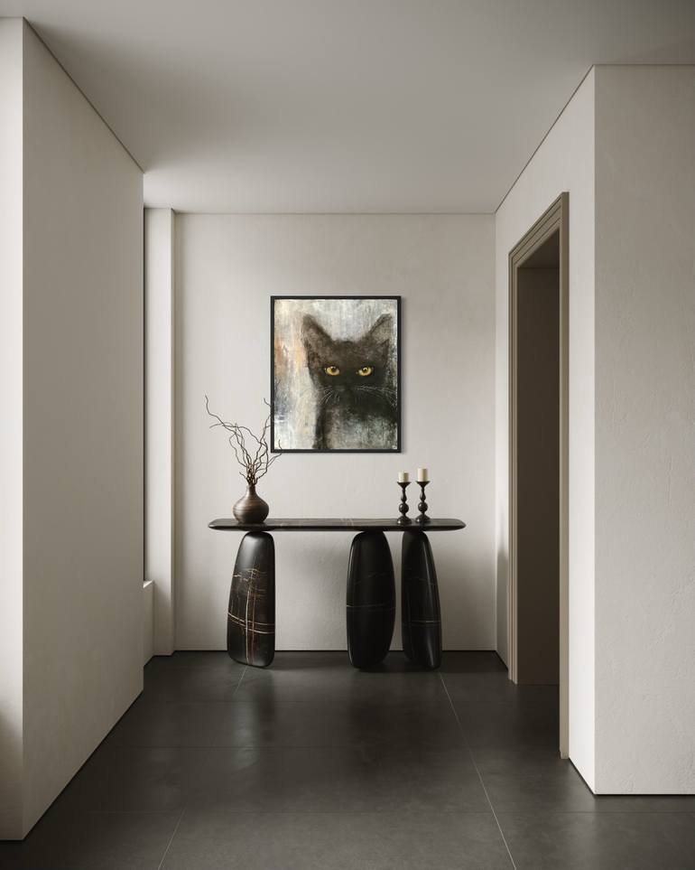 Original Abstract Cats Painting by Eva Fialka