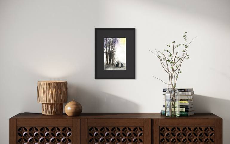 Original Abstract Cats Painting by Eva Fialka