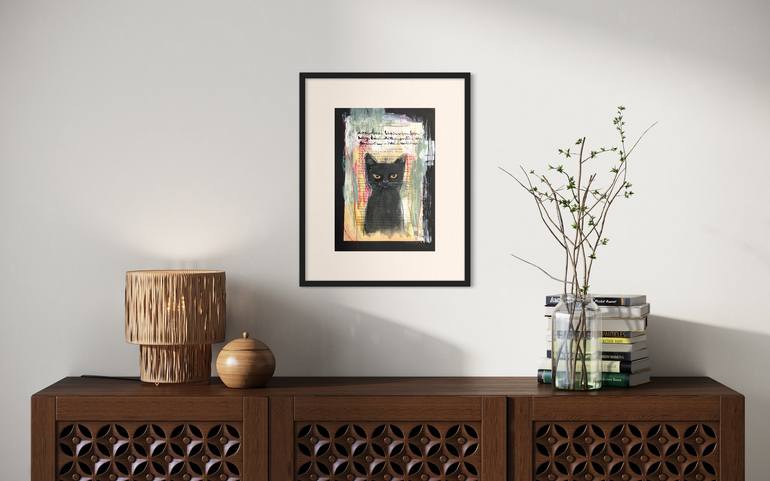 Original Abstract Expressionism Cats Painting by Eva Fialka
