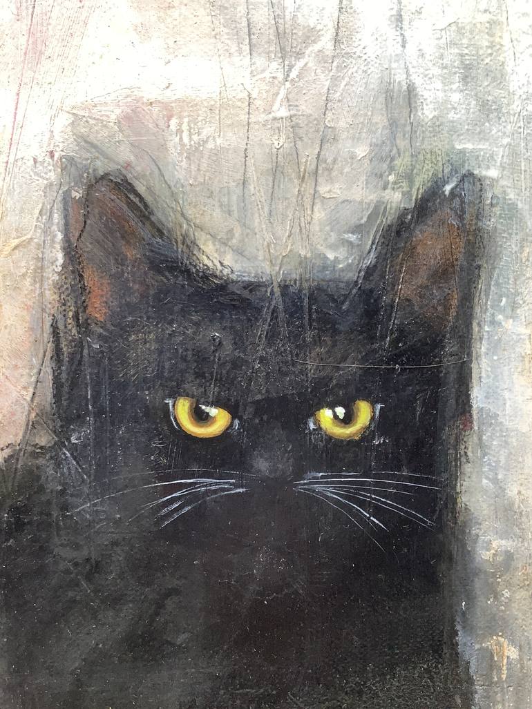 Original Abstract Cats Painting by Eva Fialka