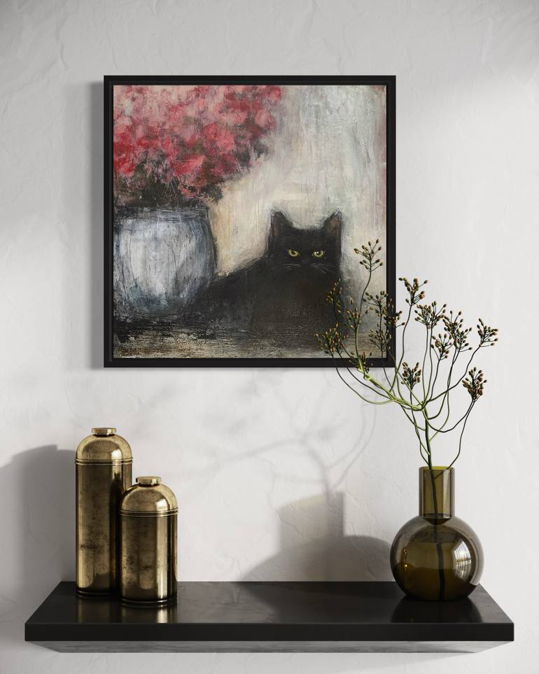 Original Abstract Cats Painting by Eva Fialka