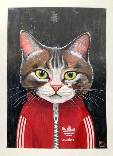 Original Contemporary Cats Paintings by Eva Fialka