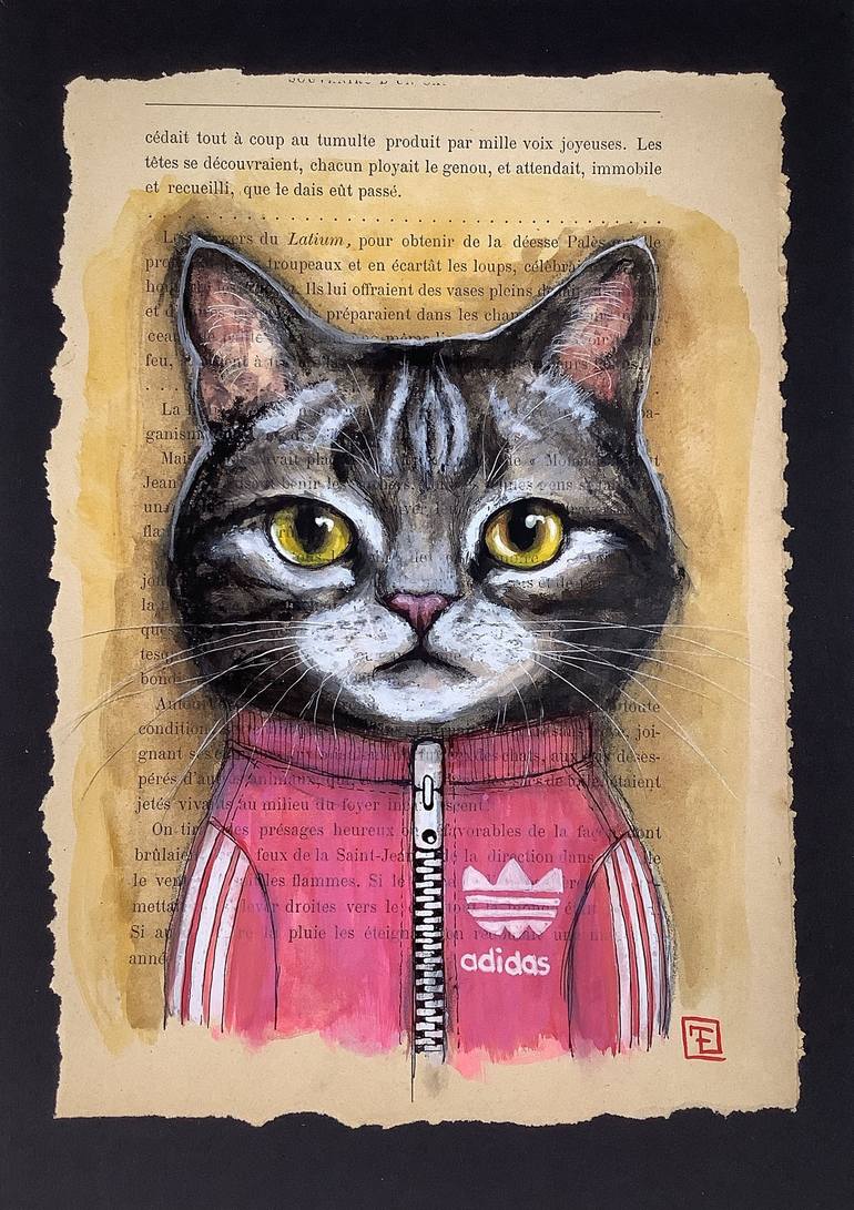 Original Figurative Cats Paintings by Eva Fialka