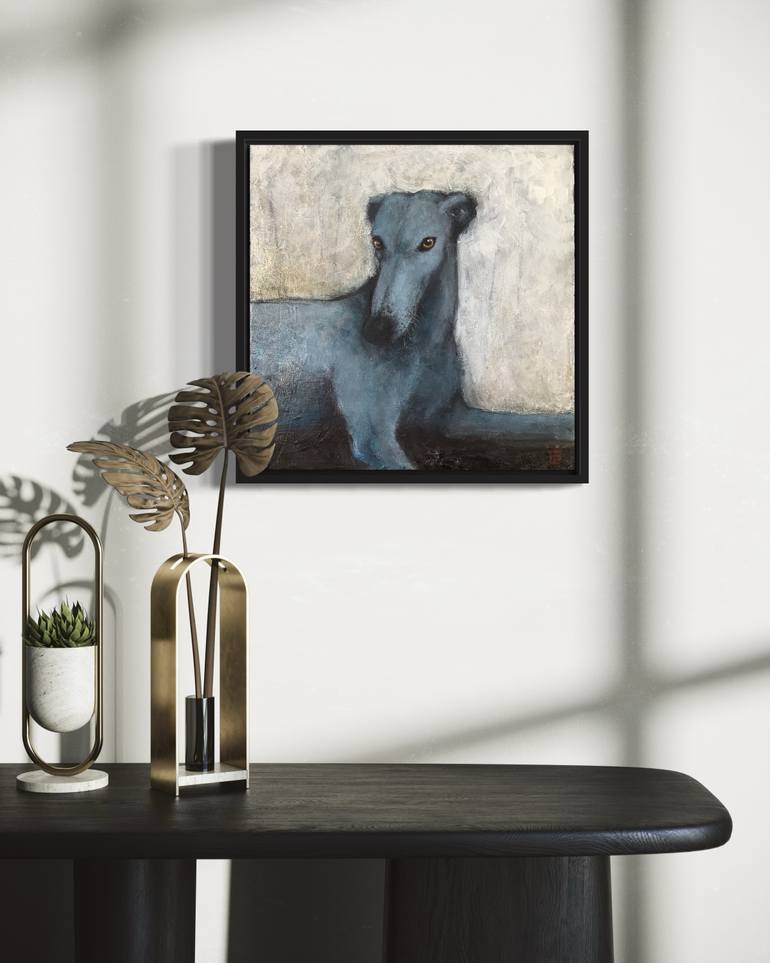 Original Abstract Dogs Painting by Eva Fialka