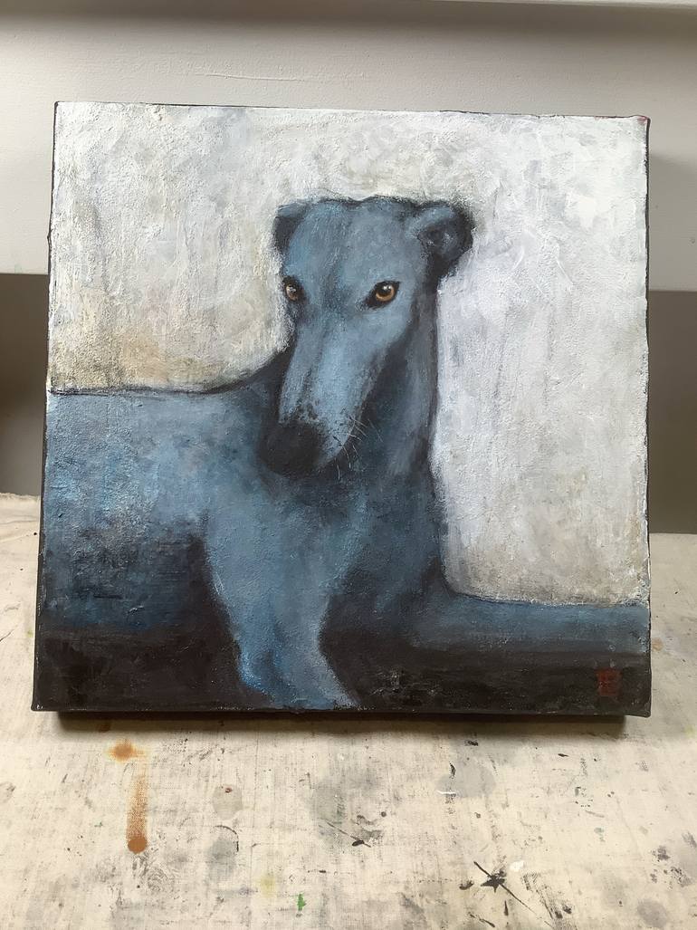 Original Abstract Dogs Painting by Eva Fialka