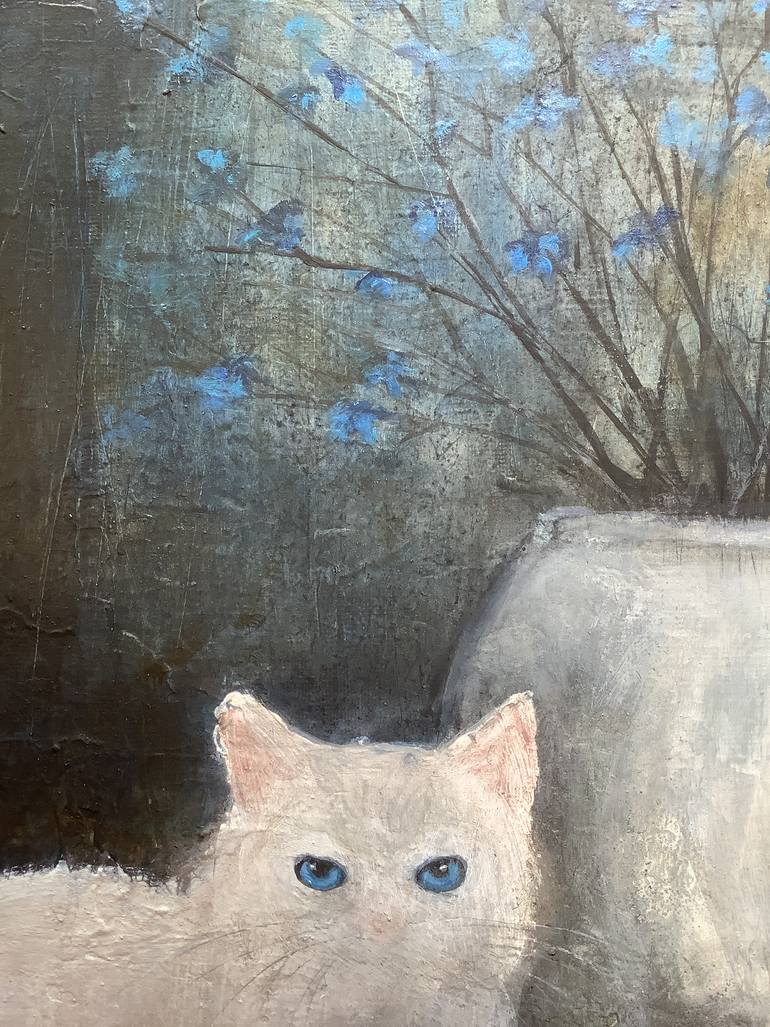 Original Abstract Cats Painting by Eva Fialka