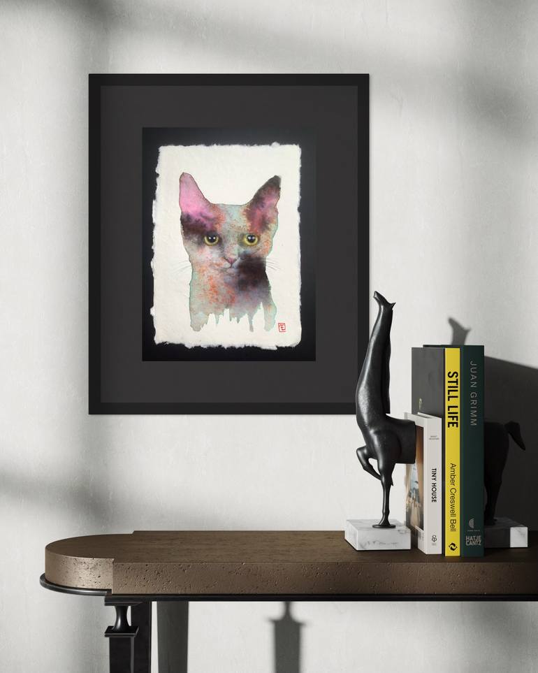 Original Abstract Cats Painting by Eva Fialka