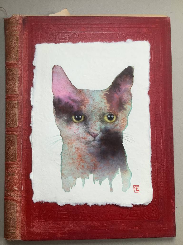 Original Abstract Cats Painting by Eva Fialka