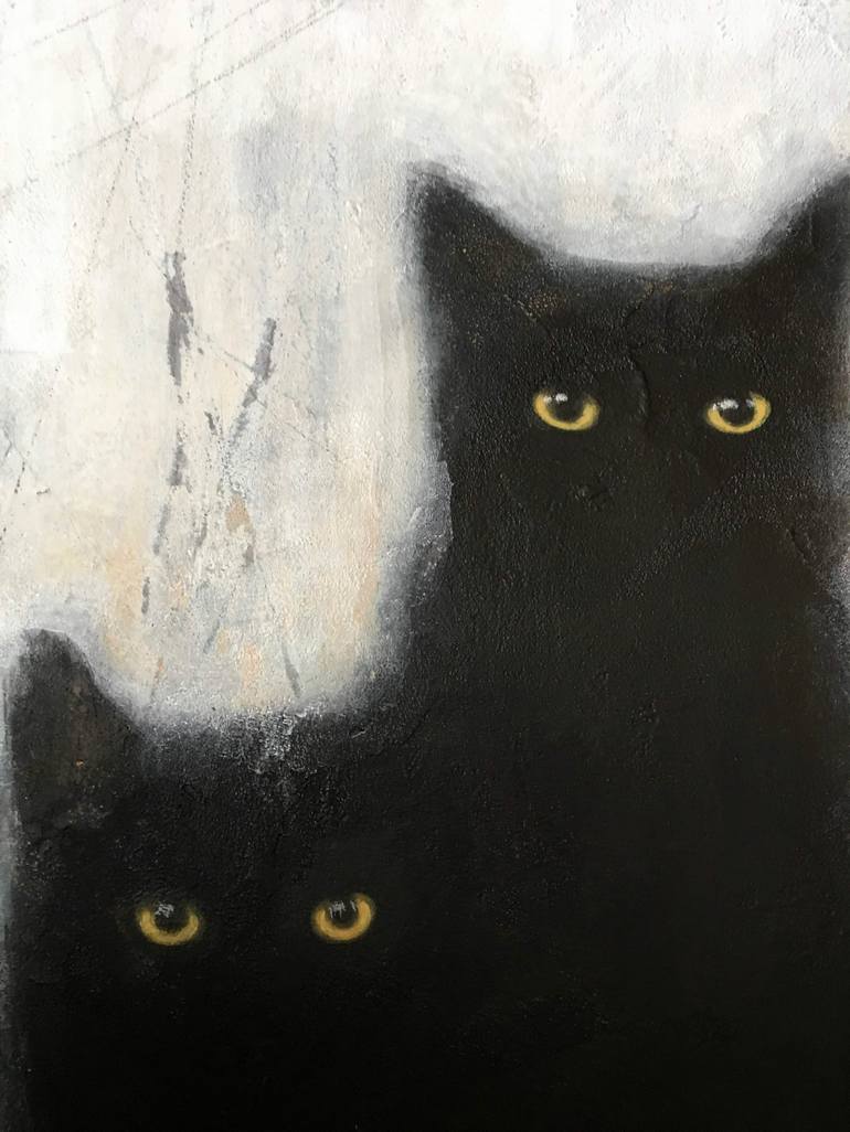 Original Cats Painting by Eva Fialka