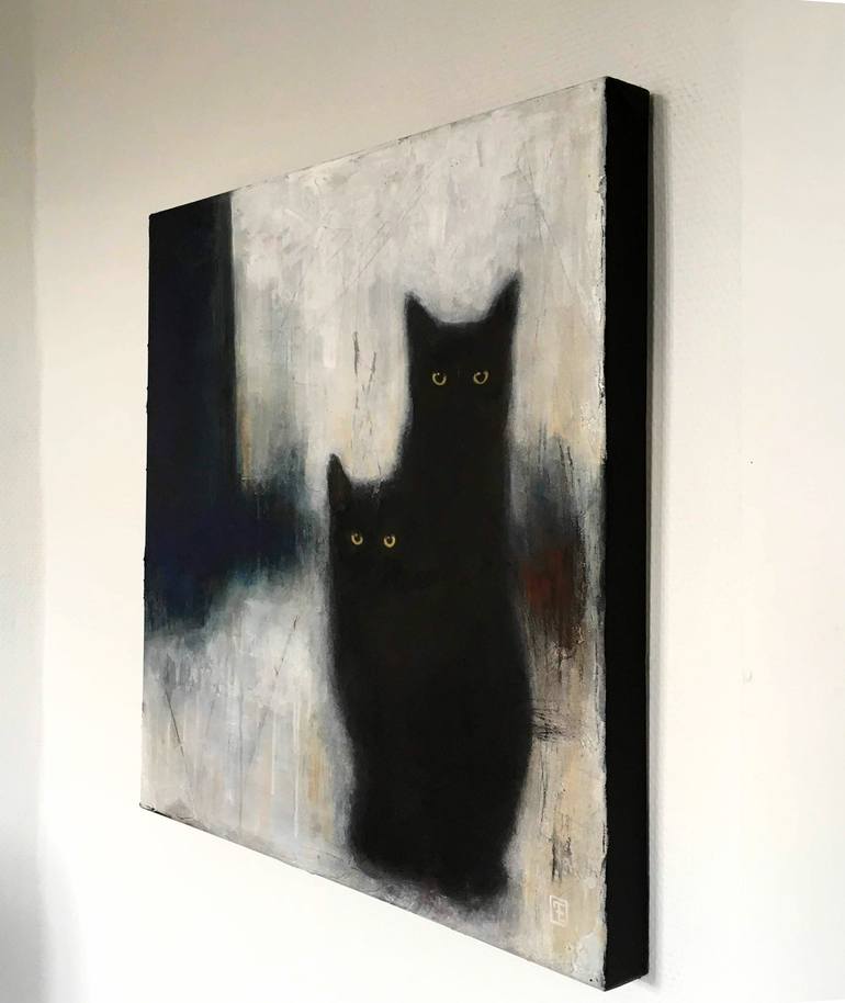 Original Cats Painting by Eva Fialka