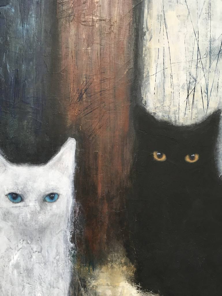 Original Cats Painting by Eva Fialka