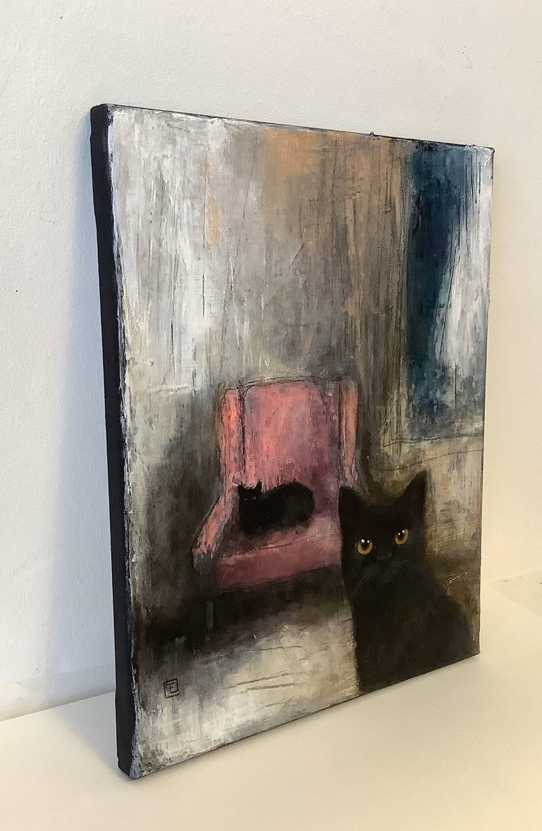 Original Cats Painting by Eva Fialka