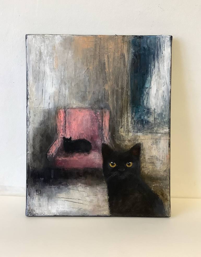 Original Cats Painting by Eva Fialka