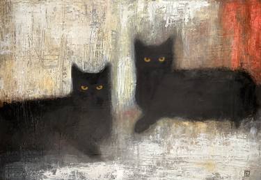 Original Abstract Cats Paintings by Eva Fialka