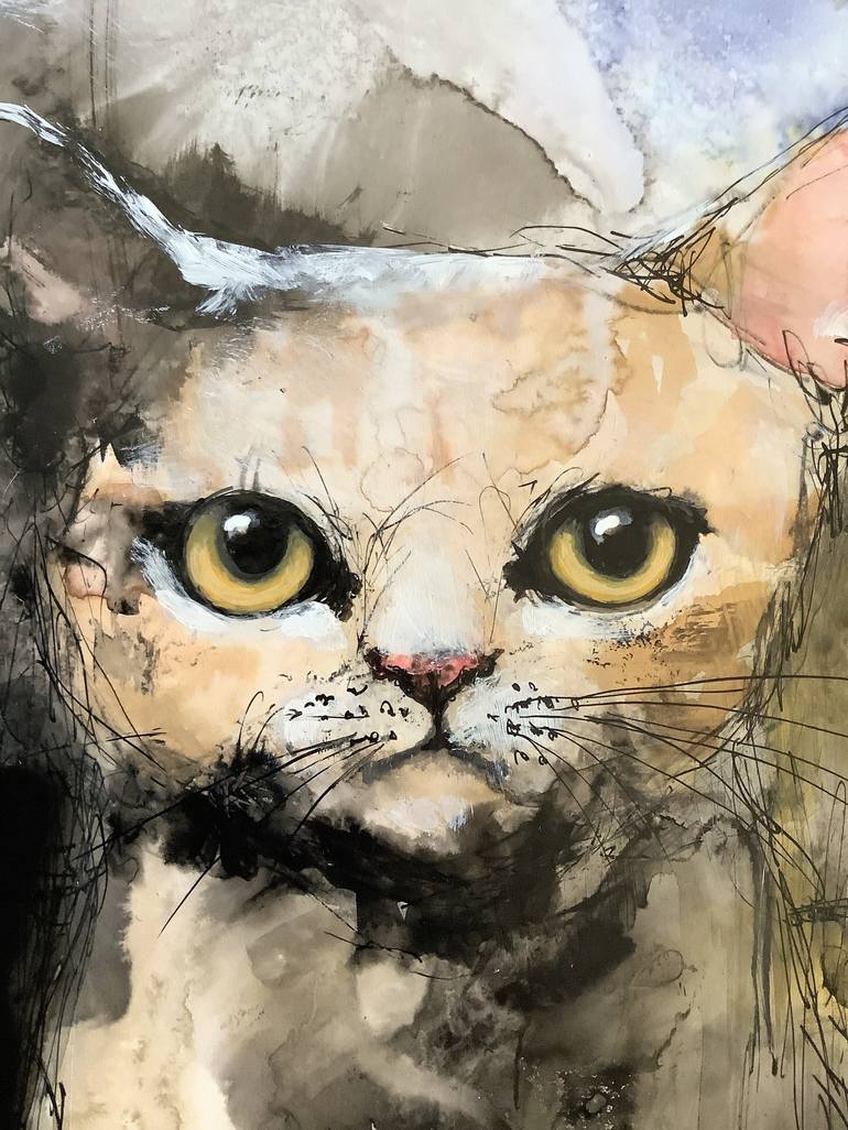 Original Cats Painting by Eva Fialka