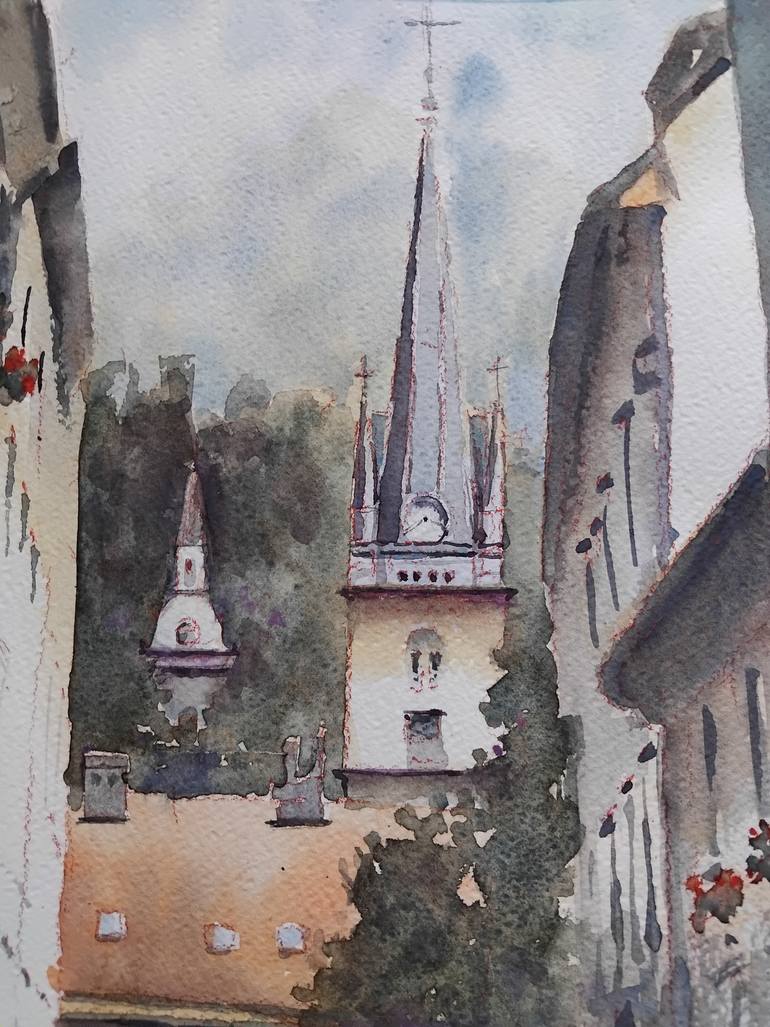 Original Art Deco Architecture Painting by Nenad Kojić