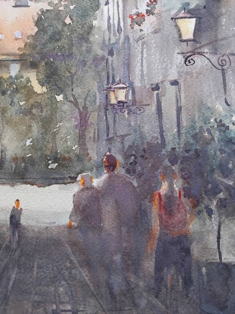 Original Art Deco Architecture Painting by Nenad Kojić