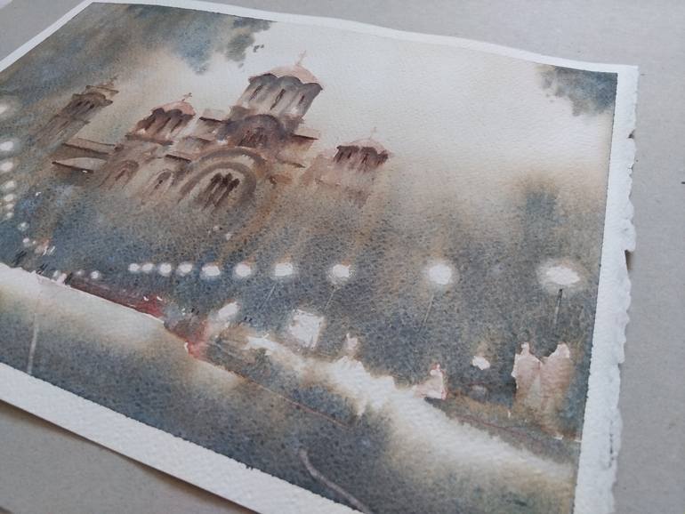Original Art Deco Architecture Painting by Nenad Kojić
