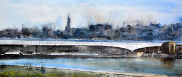 Blue day at Brankos bridge Belgrade 23x54 cm 2024 thumb