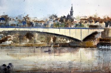 Morning over Branko´s bridge - original watercolor painting thumb