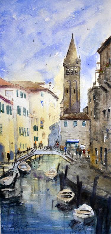 Venice cityscape #1 - original watercolor painting by Nenad Kojić thumb