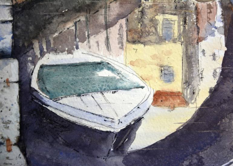 Original Impressionism Boat Painting by Nenad Kojić