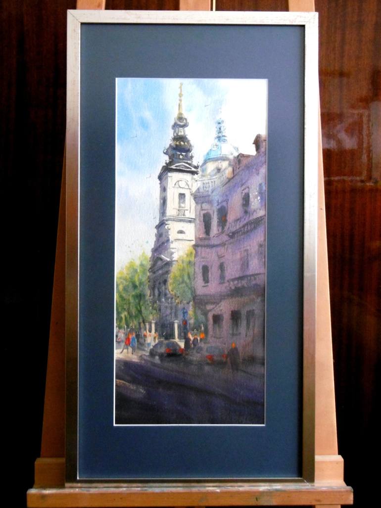 Original Art Deco Architecture Painting by Nenad Kojić