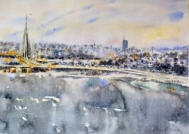 Ski trail panoramic view of Belgrade 25x36cm 2020 thumb