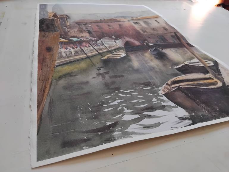 Original Art Deco Boat Painting by Nenad Kojić