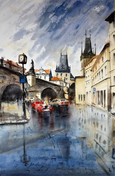 Rain under the Charles Bridge Prague 53x35cm 2020 thumb