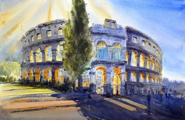 Ancient Roman Amphitheatre Pula Croatia 53x35cm 2020 thumb