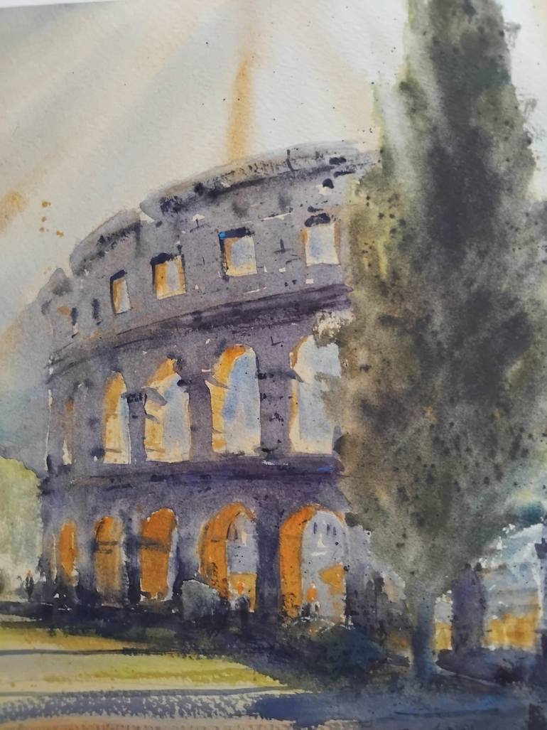 Original Art Deco Architecture Painting by Nenad Kojić